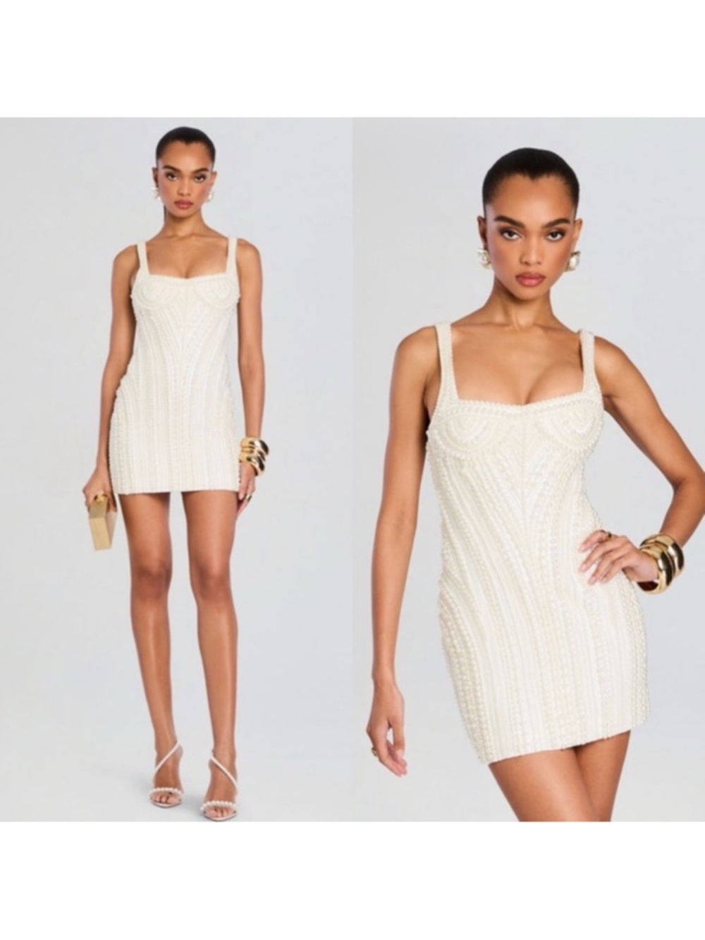 Retrofete Elaina white Pearl beaded mini dress XS. New w tags